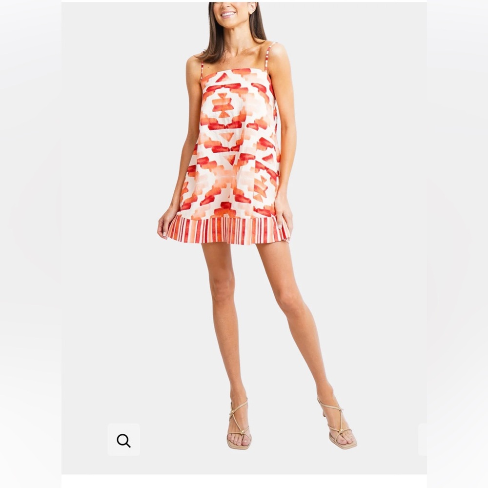 SIGAL Printed Mini dress in Coral and White